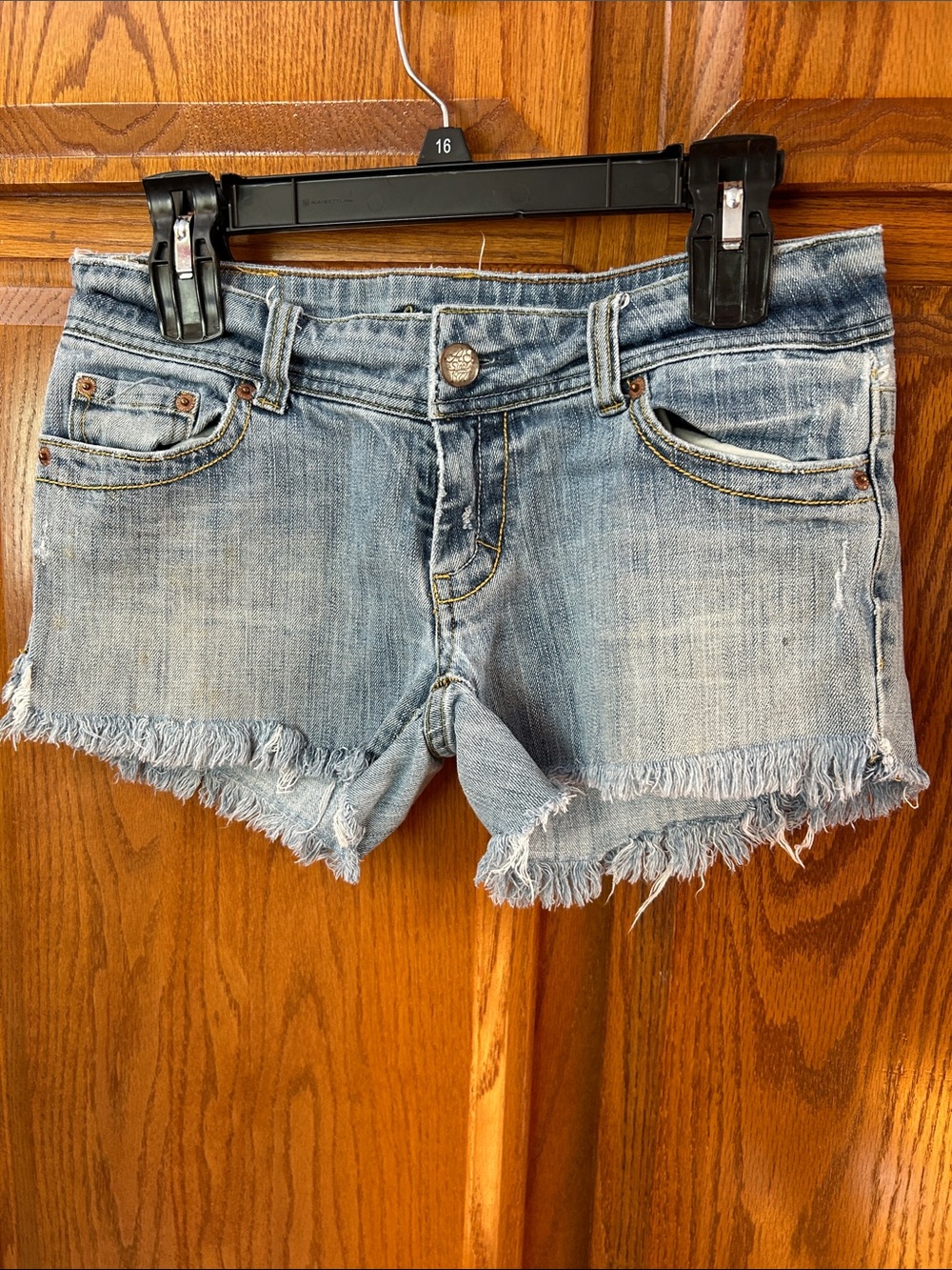 American Eagle Outfitters Light Blue Frayed Hem Denim Shorts